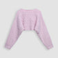 Cable Knit Cropped Loose Crewneck Long Sleeve Sweater