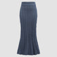 Cable Knit V-Neck Cropped Sweater with Split Skirt