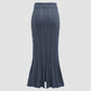 Cable Knit V-Neck Cropped Sweater with Split Skirt