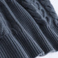 Cable Knit V-Neck Cropped Sweater with Split Skirt