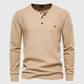 Waffle Henley Long Sleeve T-Shirt New