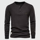 Waffle Henley Long Sleeve T-Shirt New