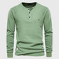 Waffle Henley Long Sleeve T-Shirt New