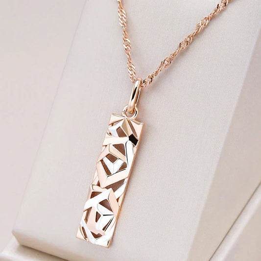 Elegant rectangular gold necklace with stylish pendant