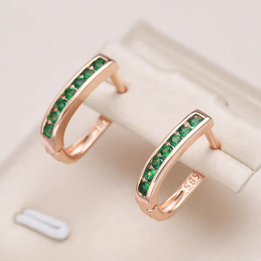Stunning Radiant Gold Earrings Adorned with Dazzling Green Crystals