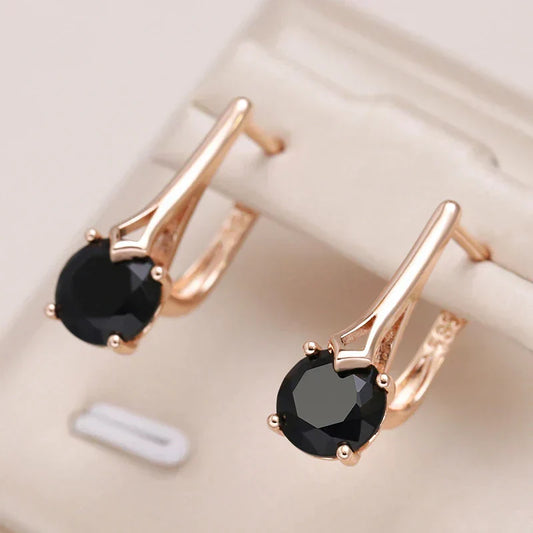 Elegant Black Crystal Earrings with Stunning Gold Accents
