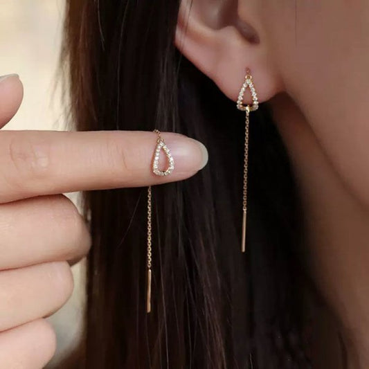 Stunning Gold Earrings with Chic Hollow Diamond Drops