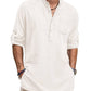 Linen Henley Long Sleeve Shirts with Pocket (US Only)