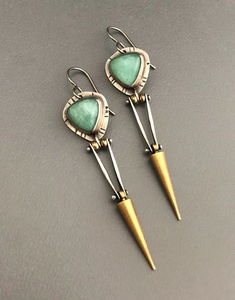 Captivating Boho Earrings Featuring Vibrant Green Resin Stones