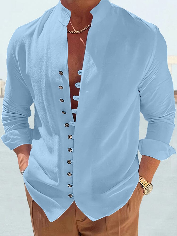 Cotton Linen Long Sleeve Solid Shirt