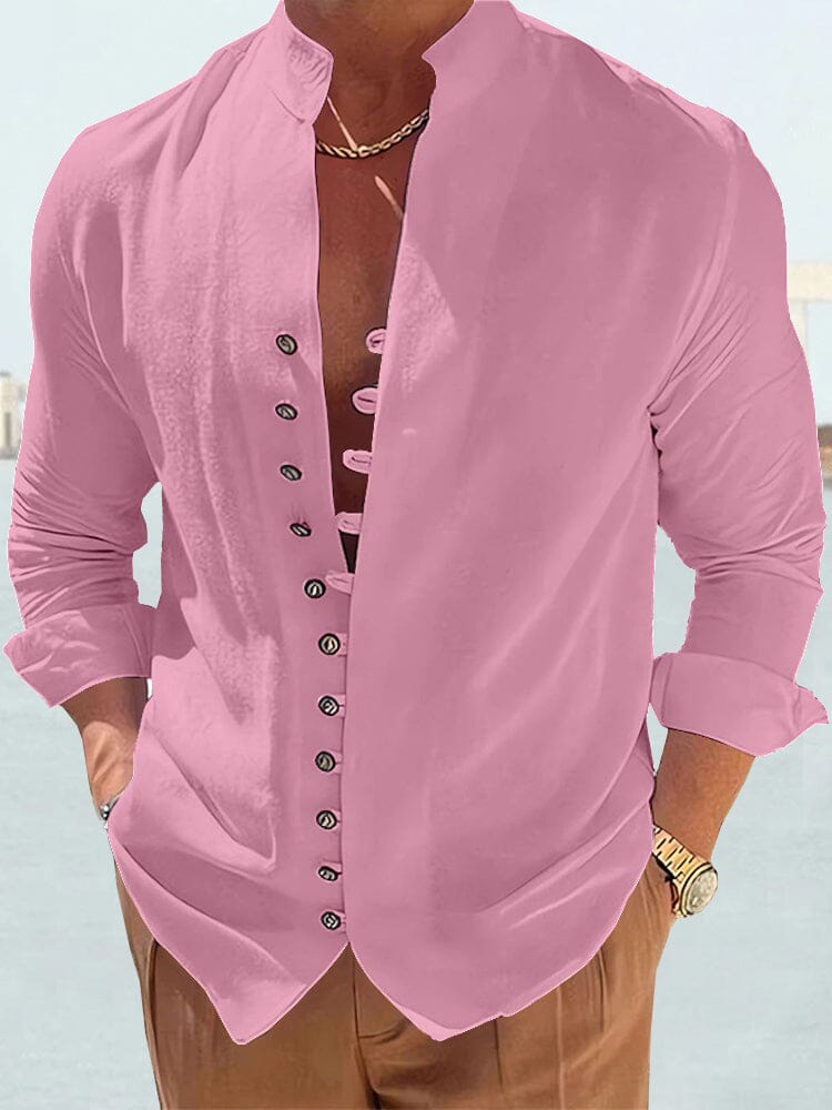 Cotton Linen Long Sleeve Solid Shirt