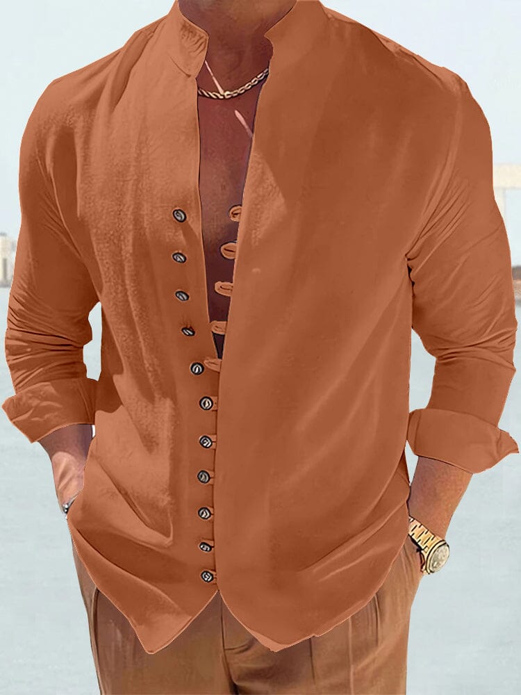 Cotton Linen Long Sleeve Solid Shirt