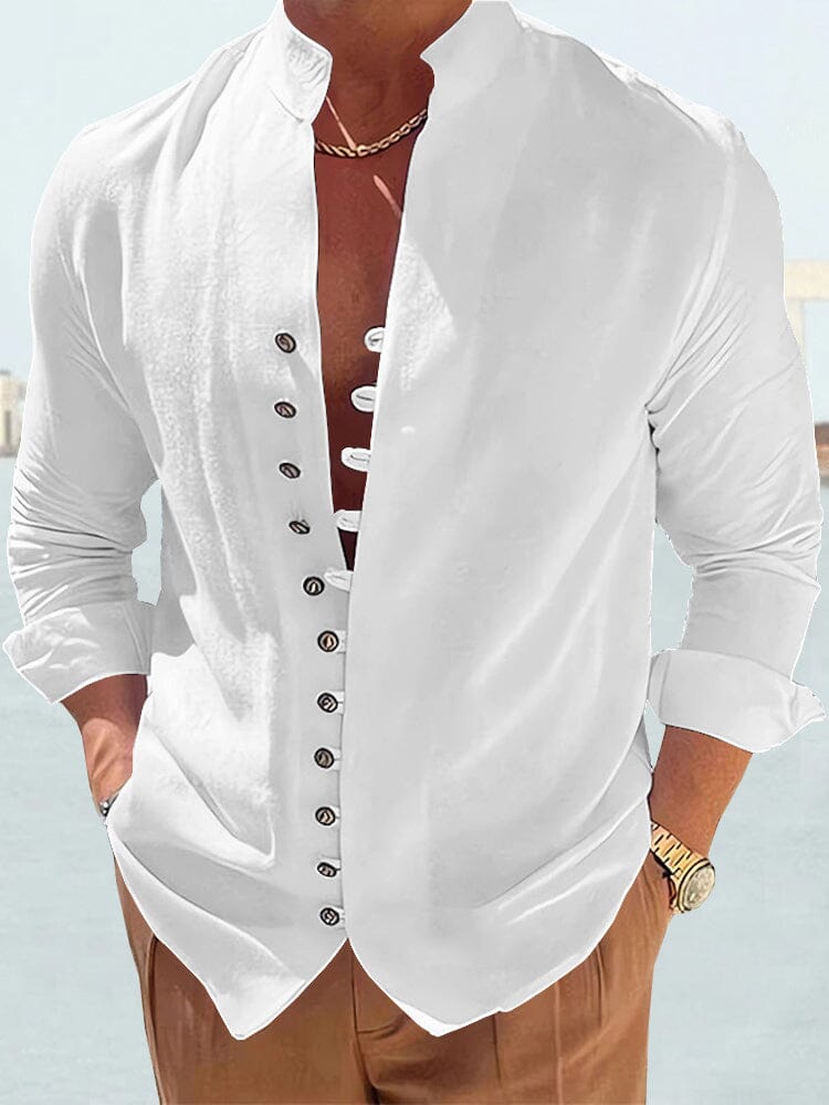 Cotton Linen Long Sleeve Solid Shirt
