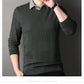 MEN'S MOCK TWO-PIECE KNIT PULLOVER SWEATER