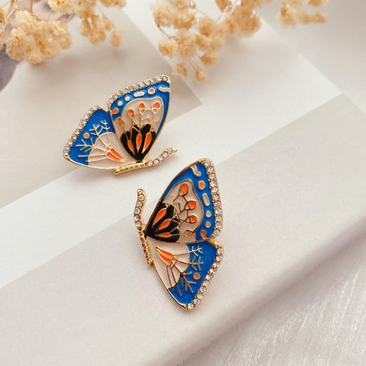 Timeless Vintage-Inspired Enamel Butterfly Stud Earrings