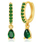 Stunning Gold Earrings Adorned with Dazzling Zirconia and Radiant Emeralds
