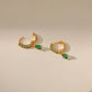 Stunning Gold Earrings Adorned with Dazzling Zirconia and Radiant Emeralds