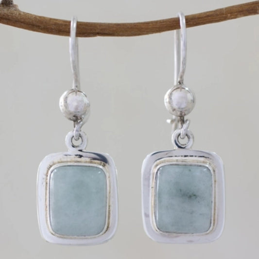 Chic Blue Sterling Silver Vintage Square Earrings for a Timeless Look