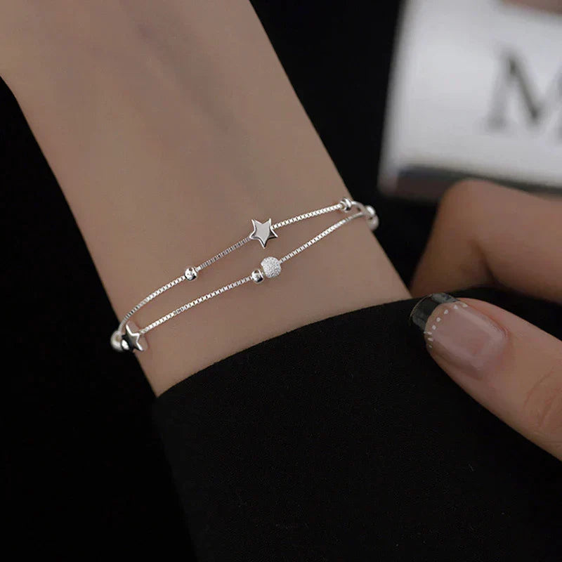 Sparkling Silver Bracelet with Charming Stars