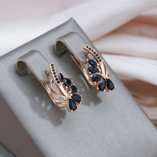 Chic Earrings Adorned with Dazzling Black Crystals