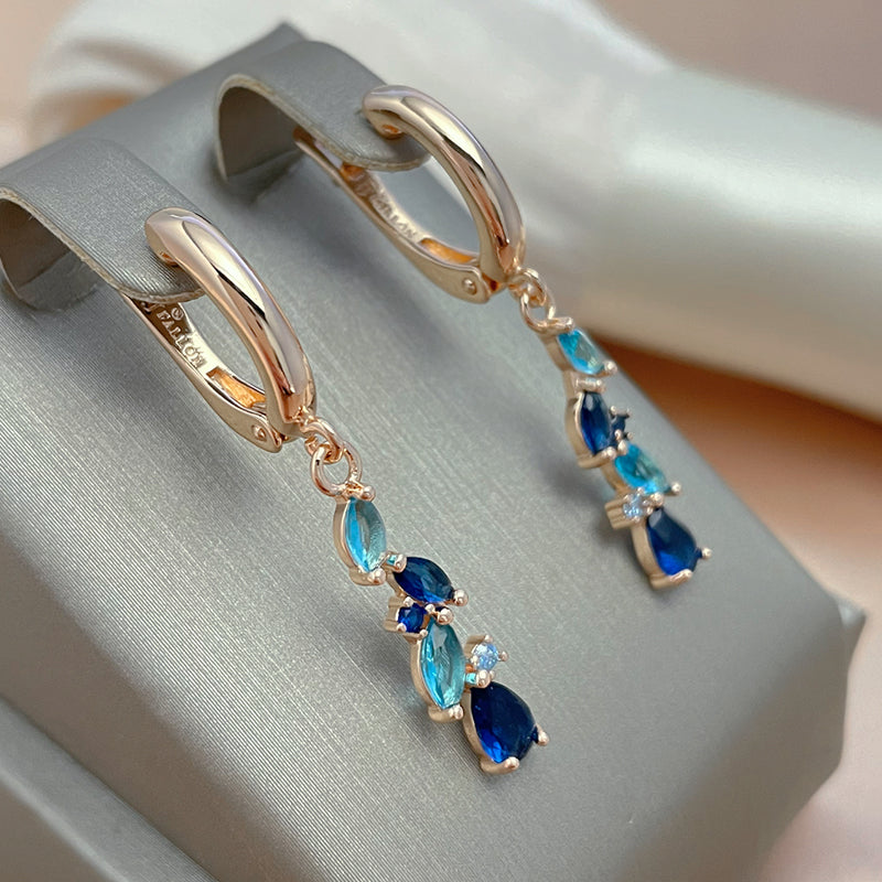 Stunning Blue and Golden Crystal Earrings to Dazzle Your Look