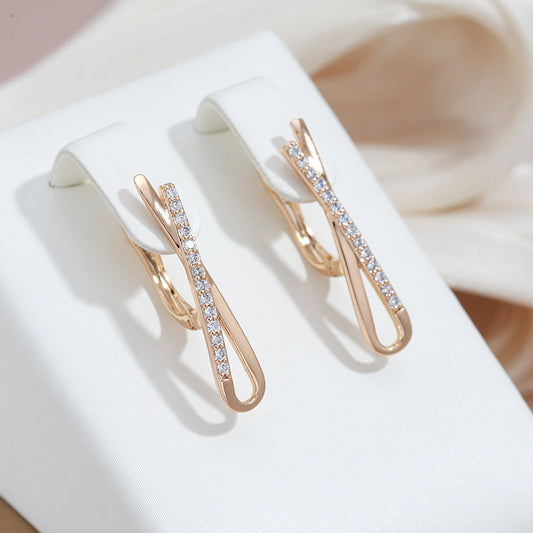 Stunning Gold Cross Earrings Adorned with Dazzling Diamonds