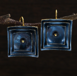 Stunning Vintage Square Earrings in Radiant Blue