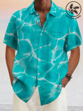Hawaiian Wavy Texture Cotton Linen Shirt
