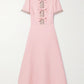 Elegant Bow Crystal Embellished Midi Dress