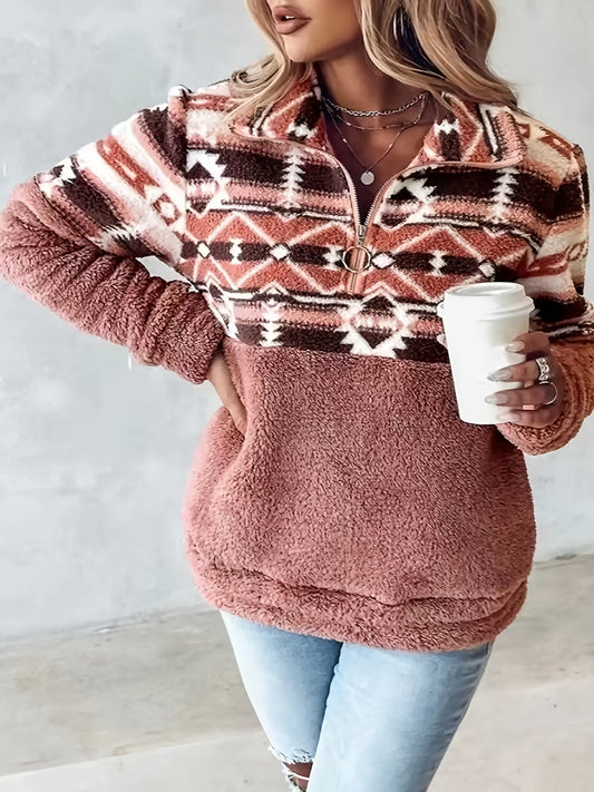 Patterned Fleece Pullover – Comfortable Warmth Dream for Style-Conscious Coziness