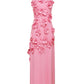 Sleeveless Turtleneck Floral Applique Dress