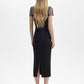 Pearl-Embellished Mesh-Overlay Sheath Dress