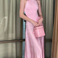 Pink Halterneck Midi Dress - Flattering & Versatile