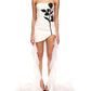 Elegant White Rose Applique High-Low Dress