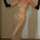 Halterneck Midi Dress with Intricate Crochet Detailing