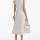 Sleeveless V-Neck Midi Dress with Pearl Buttons