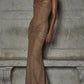 Glitter Mesh Gown with Ruched Bodice