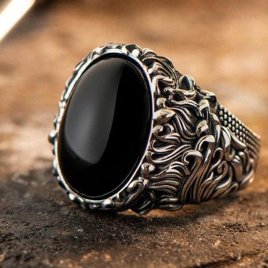 Elegant Dark Vintage Turkish Signet Ring