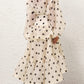 Elegant Polka Dot Ruffle Dress Set(No belt)