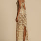Halterneck Midi Dress with Intricate Crochet Detailing