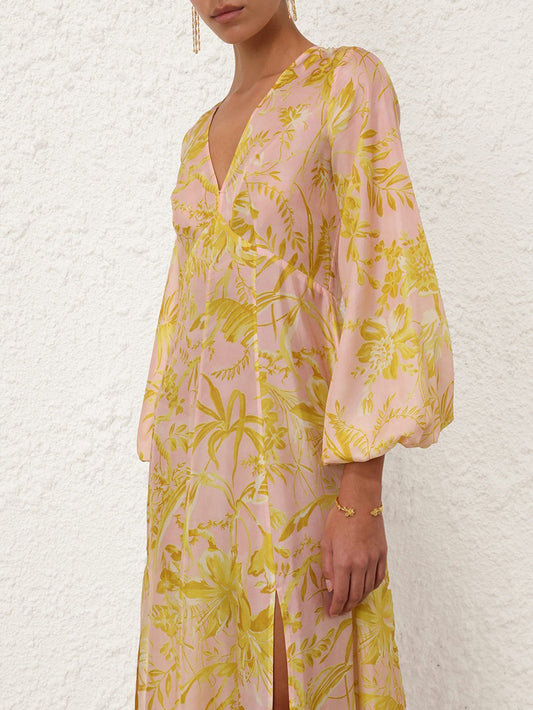 Stylish Tropical Print Maxi Dress