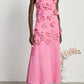 Sleeveless Turtleneck Floral Applique Dress