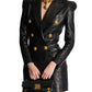 Leather Double-Breasted Blazer Dress