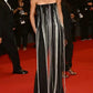 Cascading Chain Tassel Off-The-Shoulder Gown
