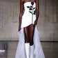 Elegant White Rose Applique High-Low Dress