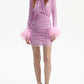 Lilac Feathered Mini Dress for Bold and Glamorous Look
