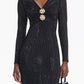 Sparkling V-Neck Gown with Brooch Detail
