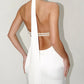 Elegant Satin Gown with Pearl Embellishments