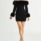Luxurious Fur Collar Trimmed Dress