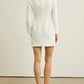 Floral Embroidered White Mini Dress with Long Sleeves